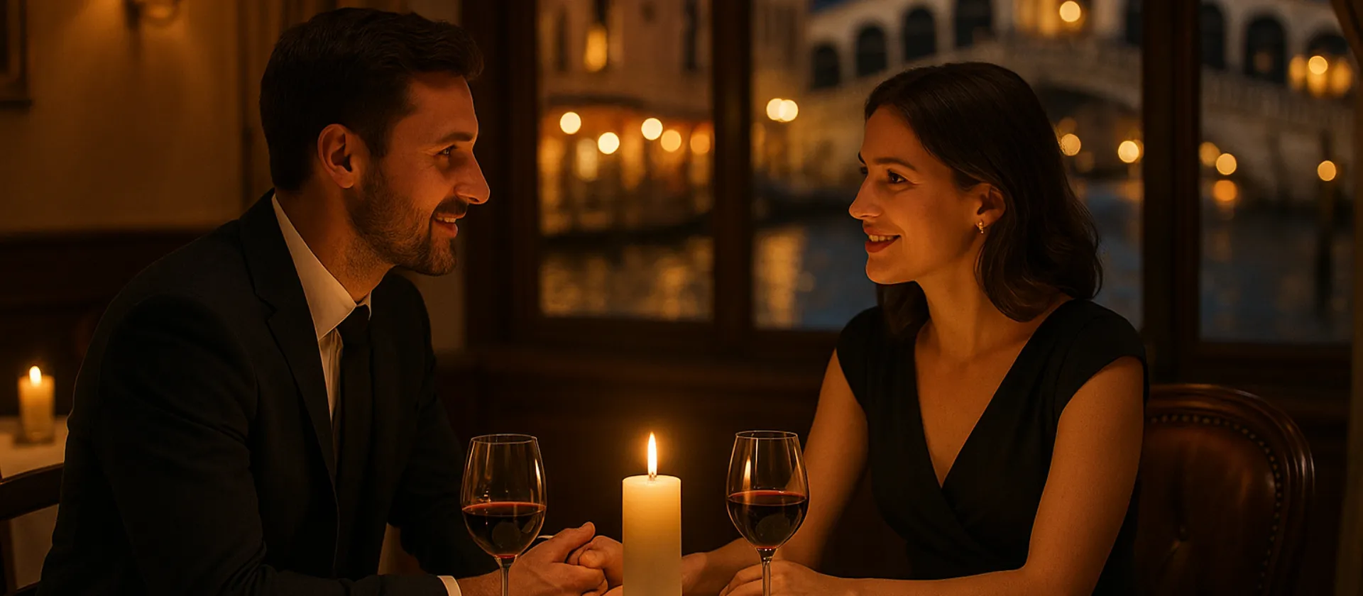 romantic dinner in Venice